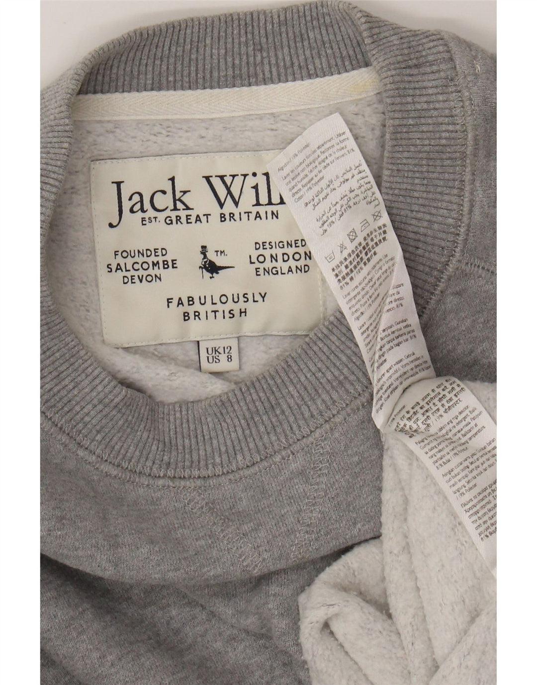 JACK WILLS Sweat-shirt surdimensionné pour femme UK 12 Gris moyen Coton