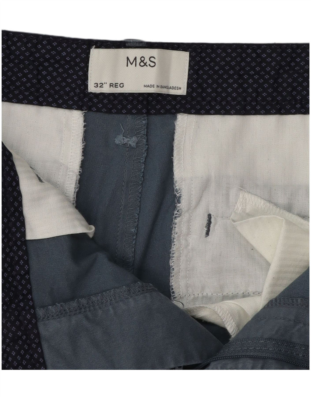 Marks & Spencer Short Chino Homme W32 Bleu Moyen Coton
