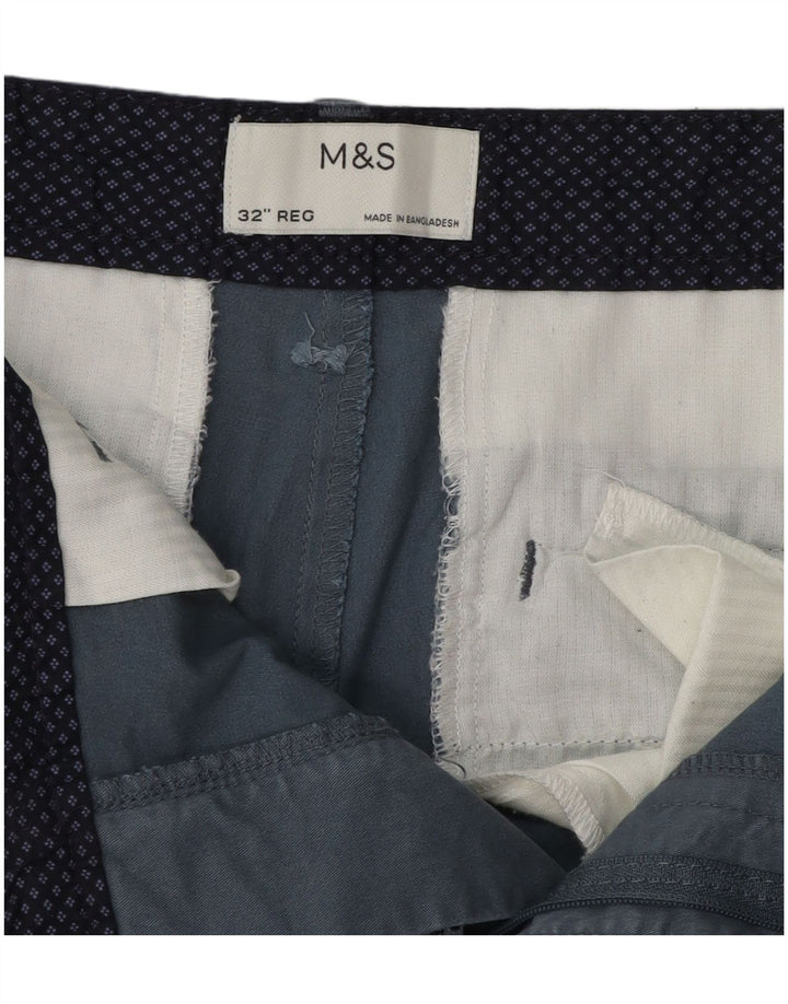 Marks & Spencer Short Chino Homme W32 Bleu Moyen Coton