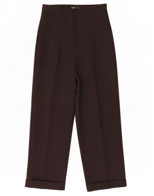 Zara Pantalon de costume droit taille haute pour femme Small W28 L26 Noir Polyester