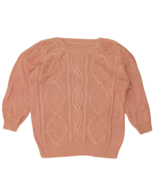 vintage Womens Boat Neck Jumper Pull UK 16 Grand Rose