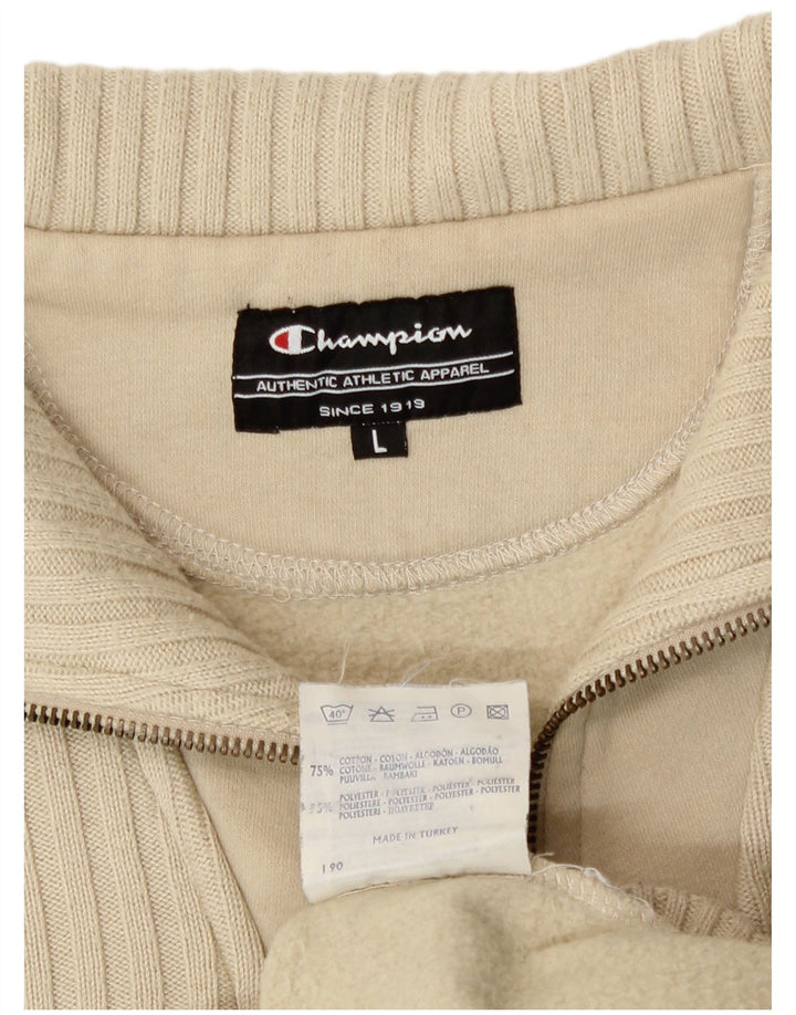 Champion Sweat-shirt à col zippé pour homme Grand coton beige