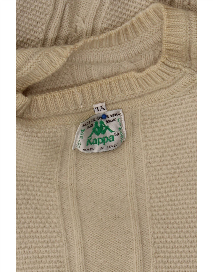 KAPPA Pull graphique à col rond pour homme, grand beige