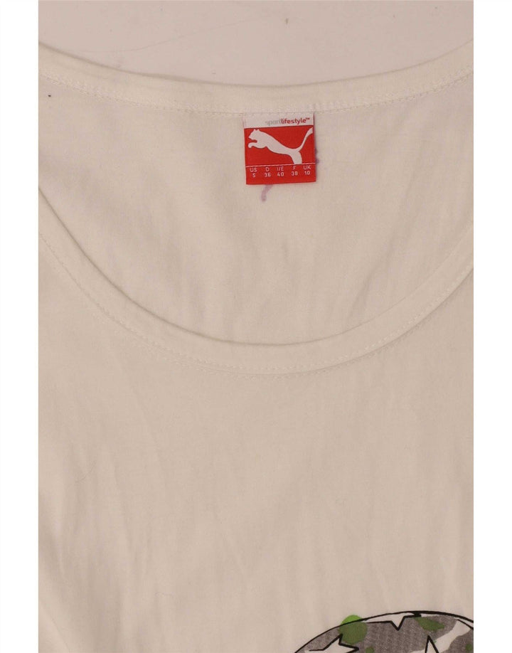 Puma T-shirt graphique régulier pour femme UK 10 Small Blanc