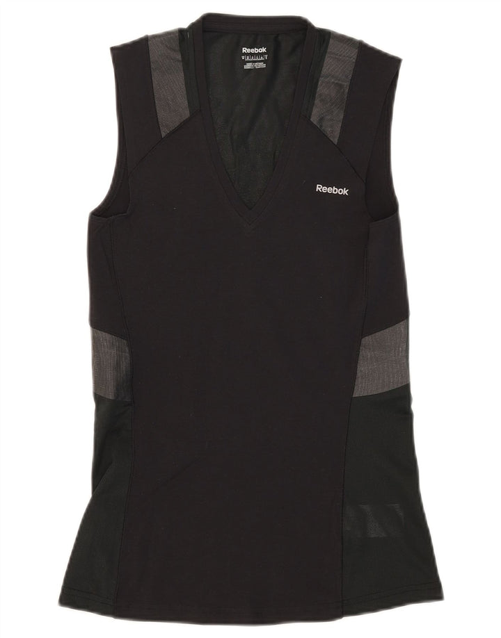 Reebok Débardeur Femme UK 12/14 Coton Colorblock Noir Moyen