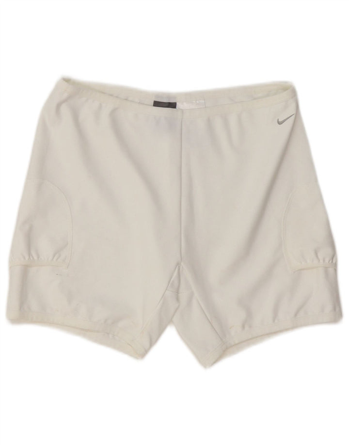NIKE Short de sport Dri Fit pour femme UK 12 Polyester blanc moyen