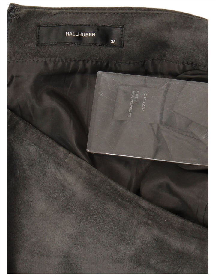 HALLHUBER Jupe en daim pour femme EU 38 Medium W32 Cuir gris