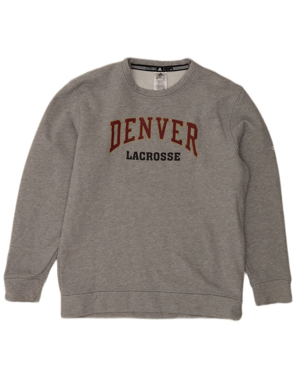 Adidas Mens Denver Lacrosse Graphic Sweatshirt Jumper Grand Gris Moucheté