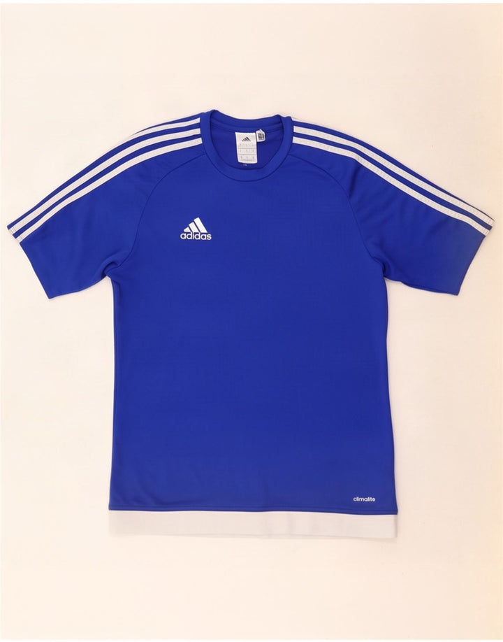 Adidas Mens Climalite T-Shirt Top Small Bleu Colourblock Polyester