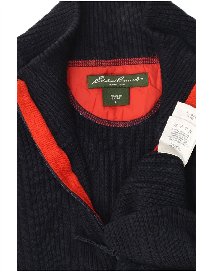 EDDIE BAUER Cardigan Homme Pull Large Bleu Marine Coton