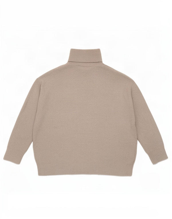 Zara Pull surdimensionné à col roulé pour femme UK 14 Large Gris Polyester