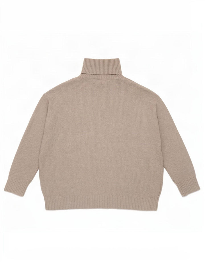 Zara Pull surdimensionné à col roulé pour femme UK 14 Large Gris Polyester