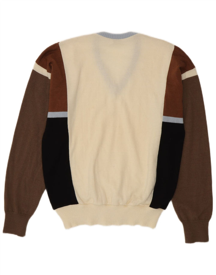VINTAGE Pull col V pour homme IT 50 Medium Multicolore Colourblock