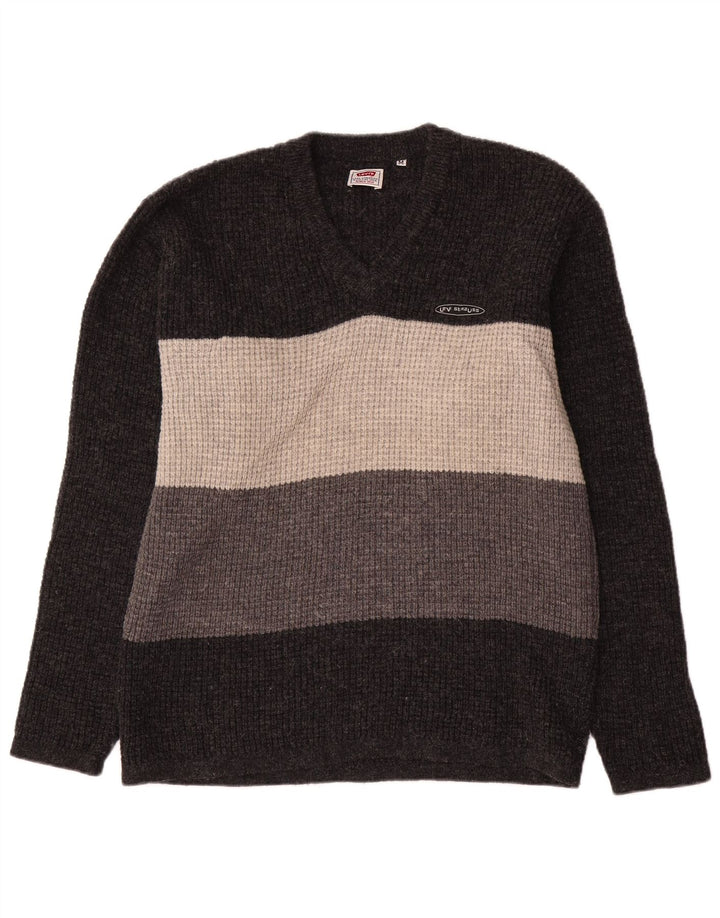 Levi's Pull V-neck Jumper Homme Gris Moyen Colourblock Laine