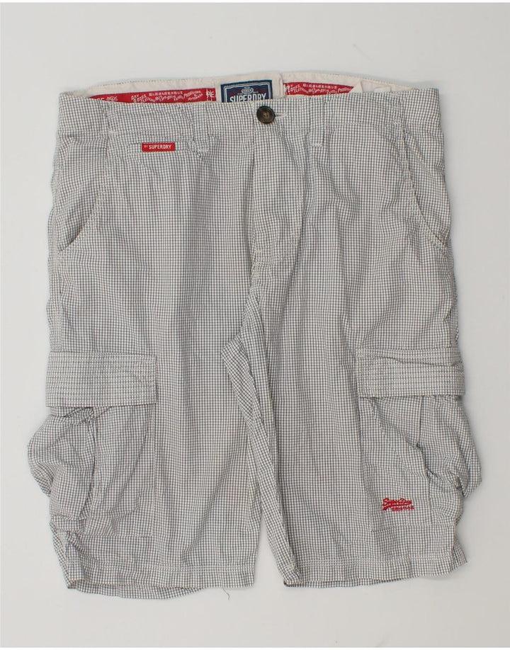 Superdry Short Cargo Homme Large W36 Coton Vichy Blanc