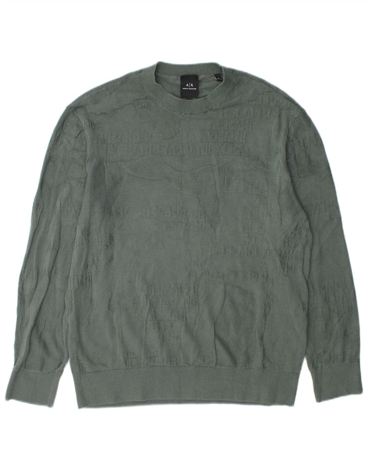 Armani Exchange Pull ras du cou pour homme en coton vert petit