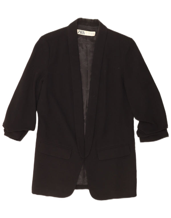 Zara Veste blazer surdimensionnée pour femme UK 6 XS Noir Polyester