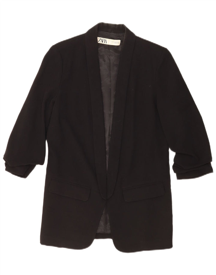 Zara Veste blazer surdimensionnée pour femme UK 6 XS Noir Polyester