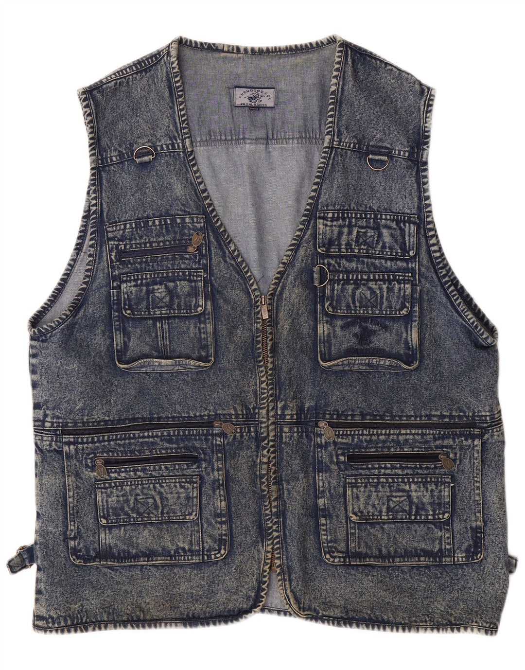 VINTAGE Gilet en jean pour homme UK 50 5XL Bleu