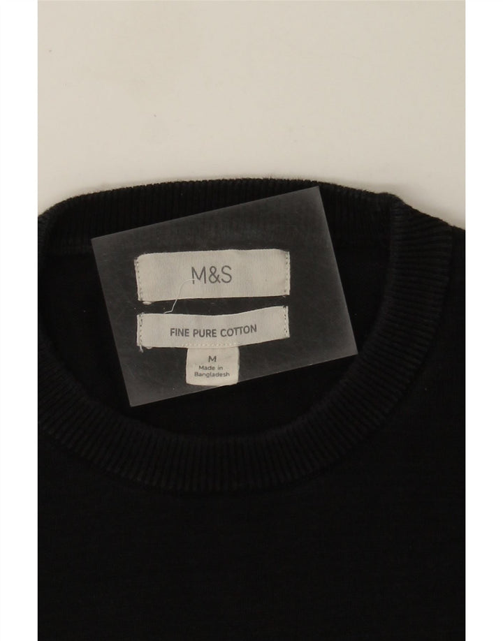 Marks & Spencer Pull à col rond pour femme en coton noir moyen