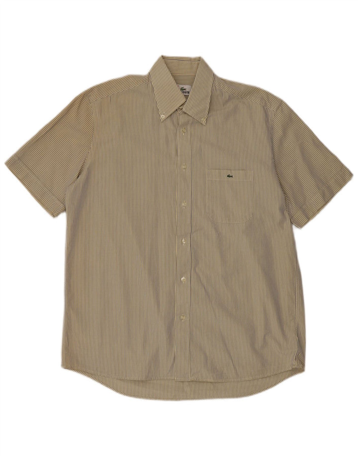 Lacoste Chemise à manches courtes pour homme Taille 42 Grand coton à carreaux jaunes