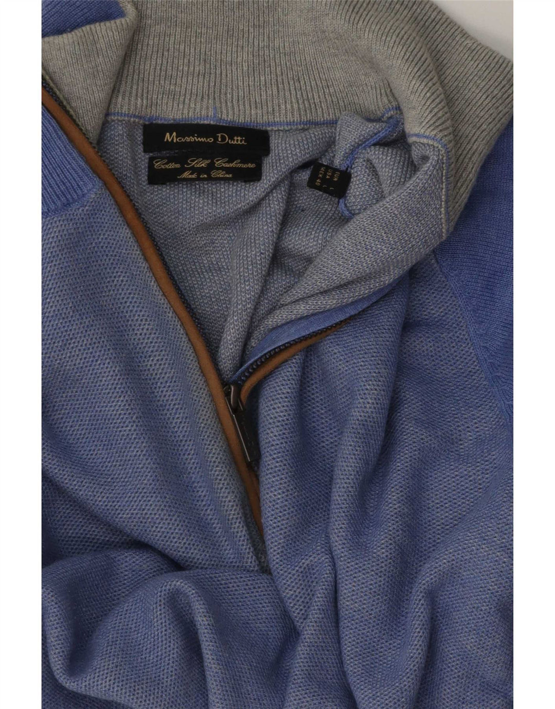 Massimo Dutti Pull col zippé pour homme en coton bleu Taille L