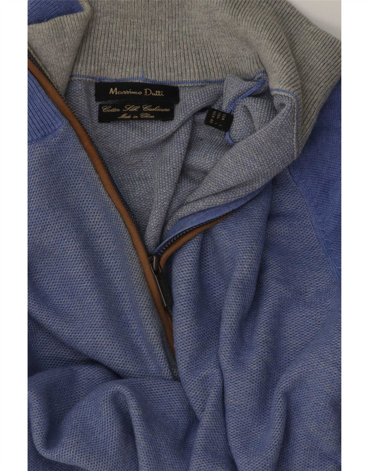 Massimo Dutti Pull col zippé pour homme en coton bleu Taille L