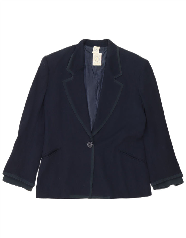Ferre Veste blazer à 1 bouton pour femme UK 16 Large Bleu marine
