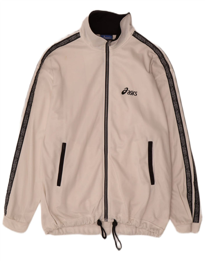 Asics Veste de survêtement pour homme Large Blanc Colorblock Polyester