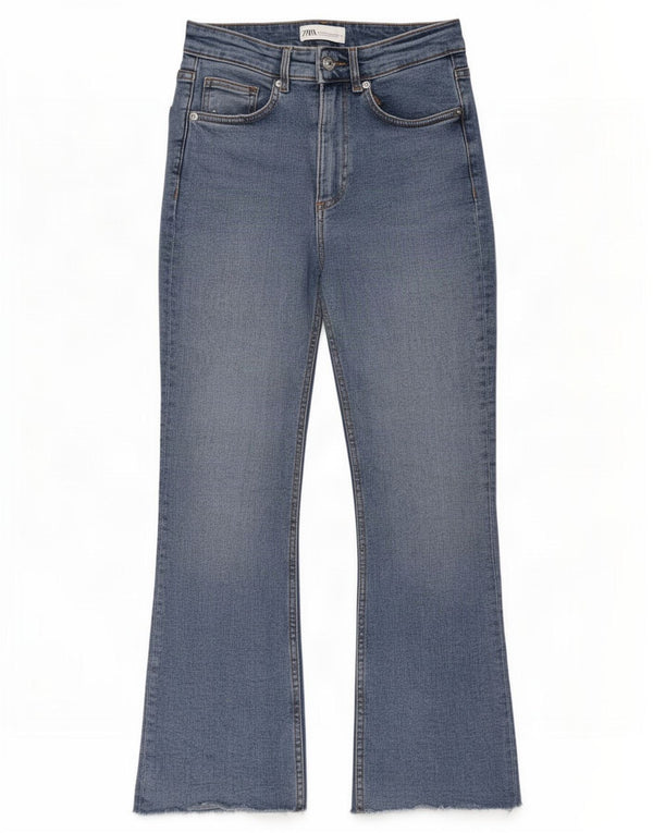 Zara Jean évasé taille haute pour femme EU 38 Small W28 L26 Bleu