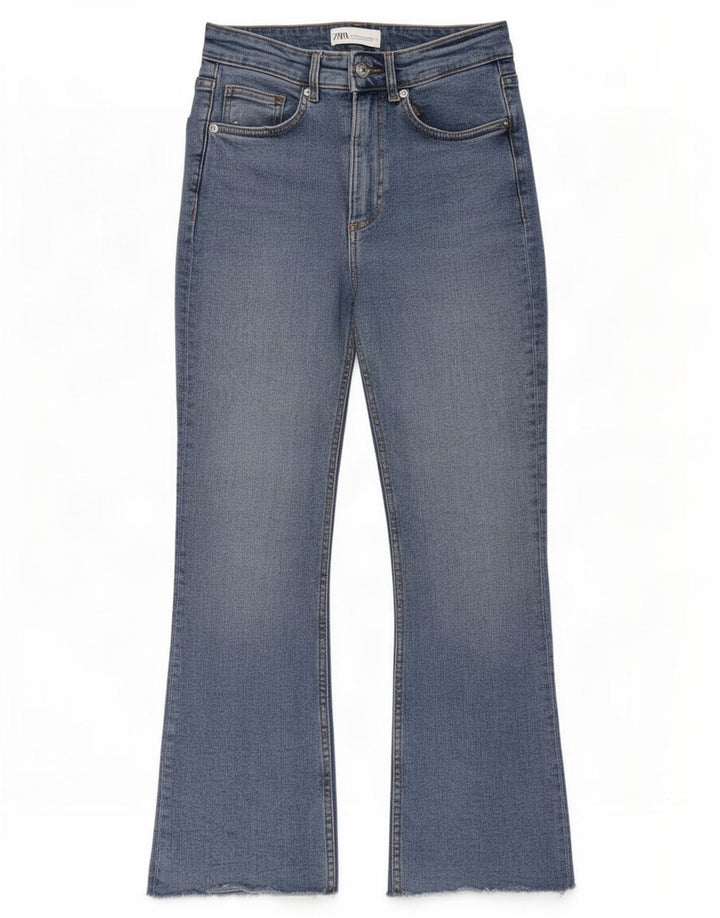 Zara Jean évasé taille haute pour femme EU 38 Small W28 L26 Bleu