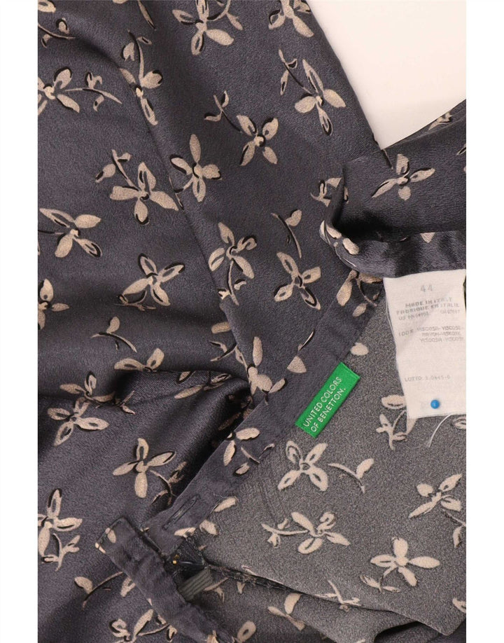 Benetton Jupe trapèze IT 44 Medium W30 Gris Floral Viscose
