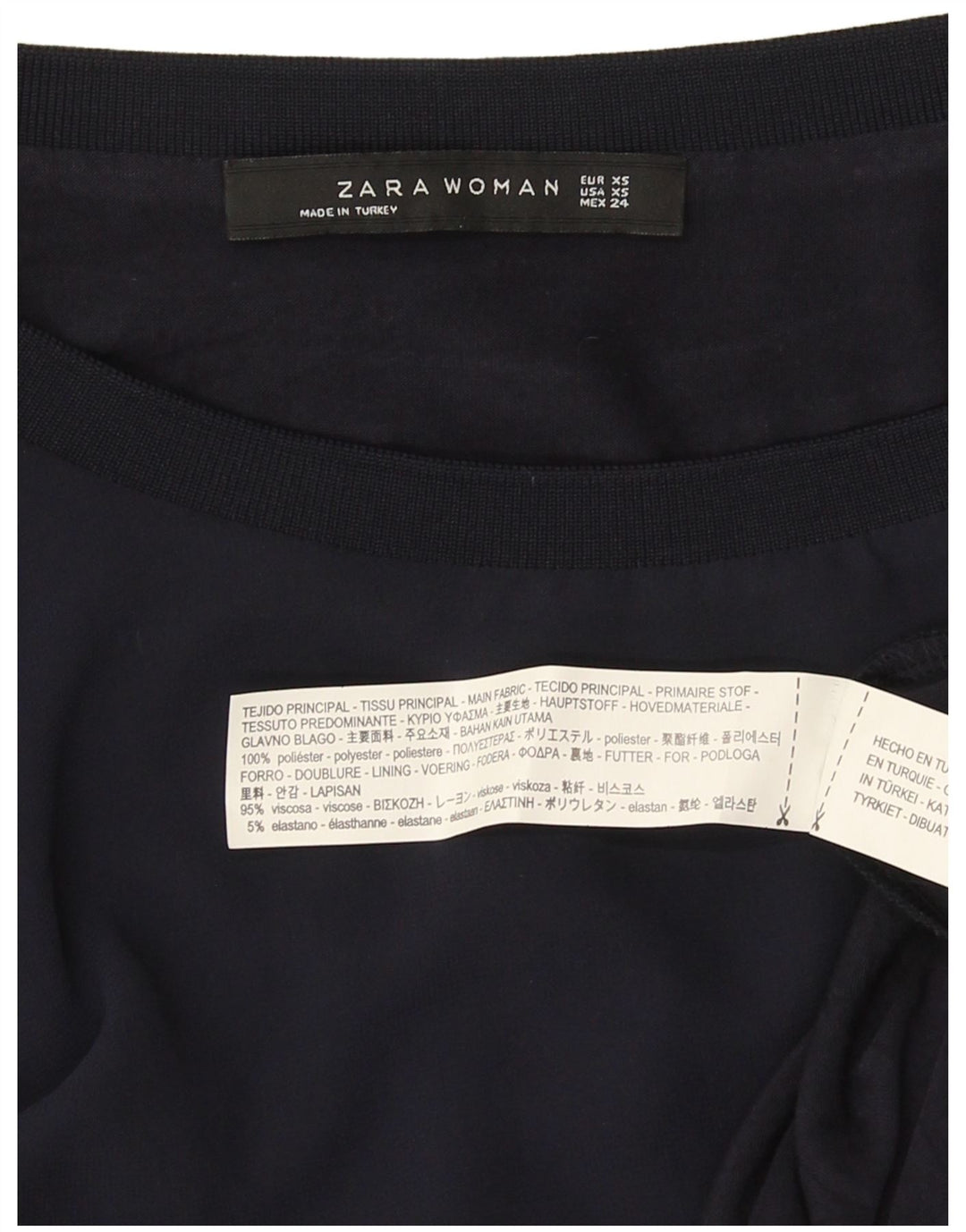 Zara Femme Chemisier Oversize Top UK 6 XS Bleu Marine Viscose