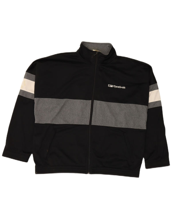 REEBOK Veste de survêtement graphique coupe ample pour hommes, petit, noir, colour block