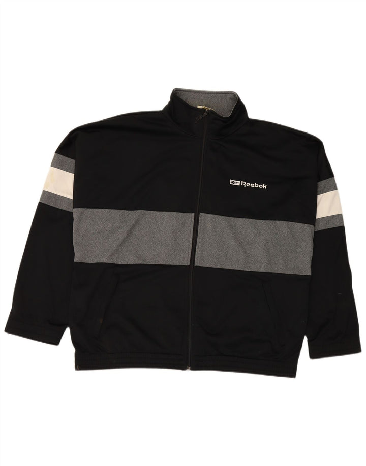 REEBOK Veste de survêtement graphique coupe ample pour hommes, petit, noir, colour block