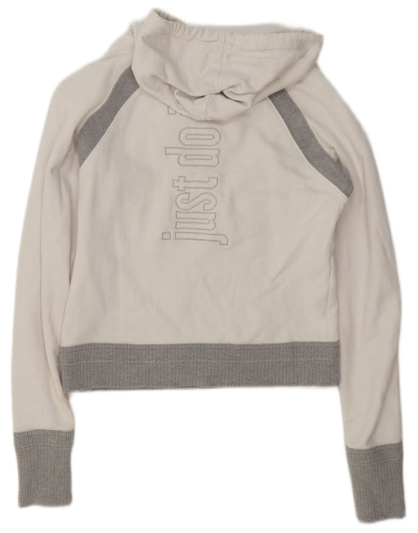 Nike Pull à capuche court graphique pour femme UK 10/12 Blanc moyen Colourblock