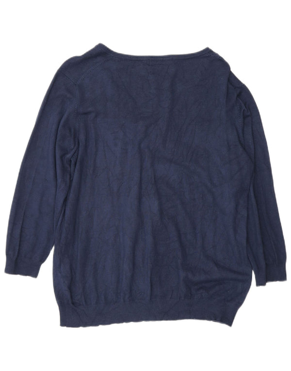 Marks & Spencer Pull col V pour femme UK 18 XL Bleu marine Viscose