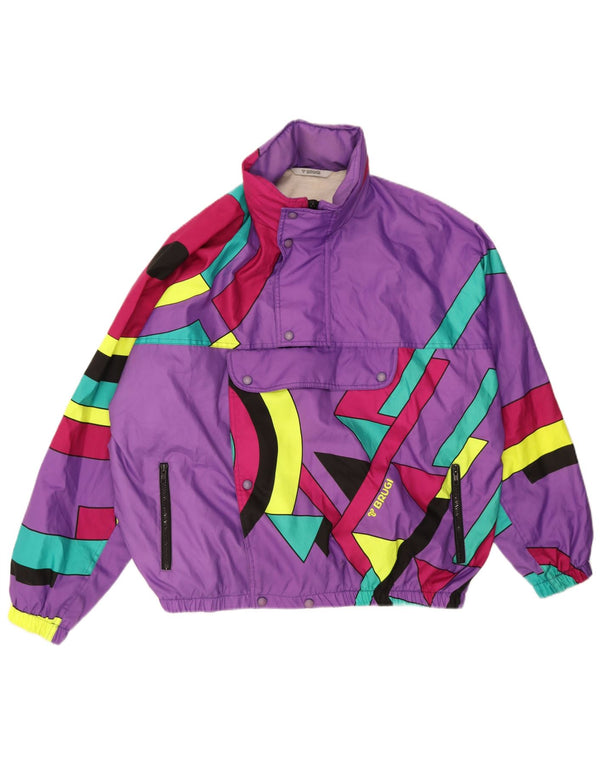 Brugi Mens Loose Fit Anorak Jacket UK 40 Large Purple Geometric Polyester