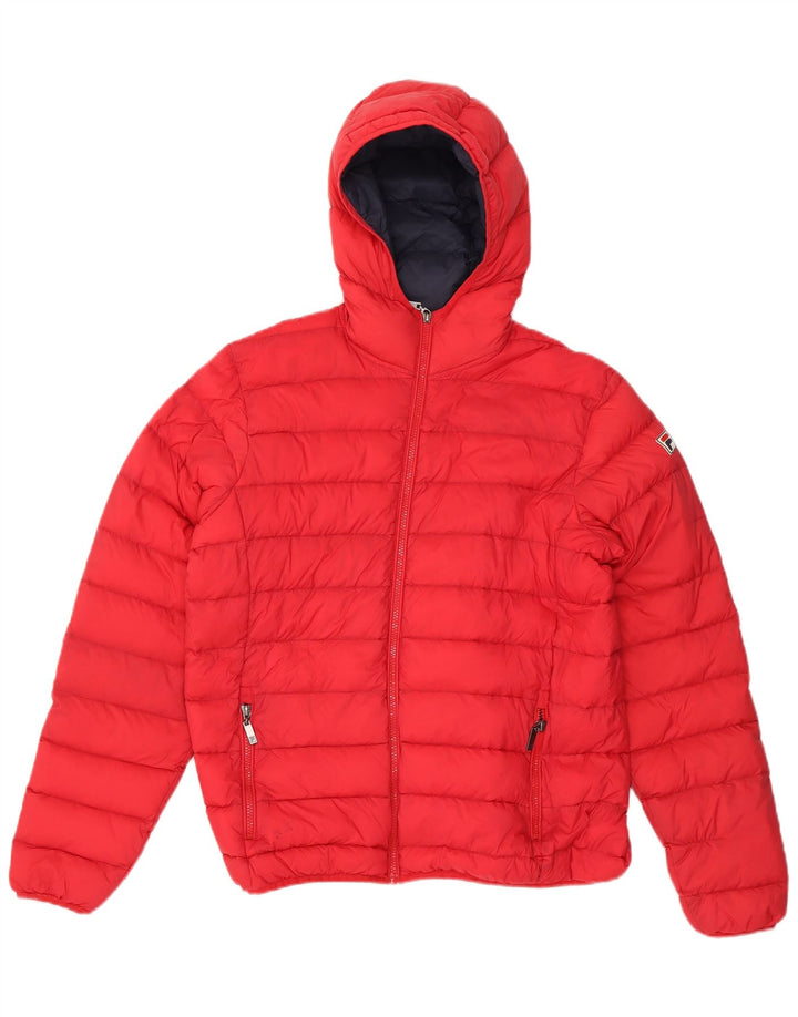FILA Veste matelassée à capuche pour homme UK 38 Rouge moyen Polyester