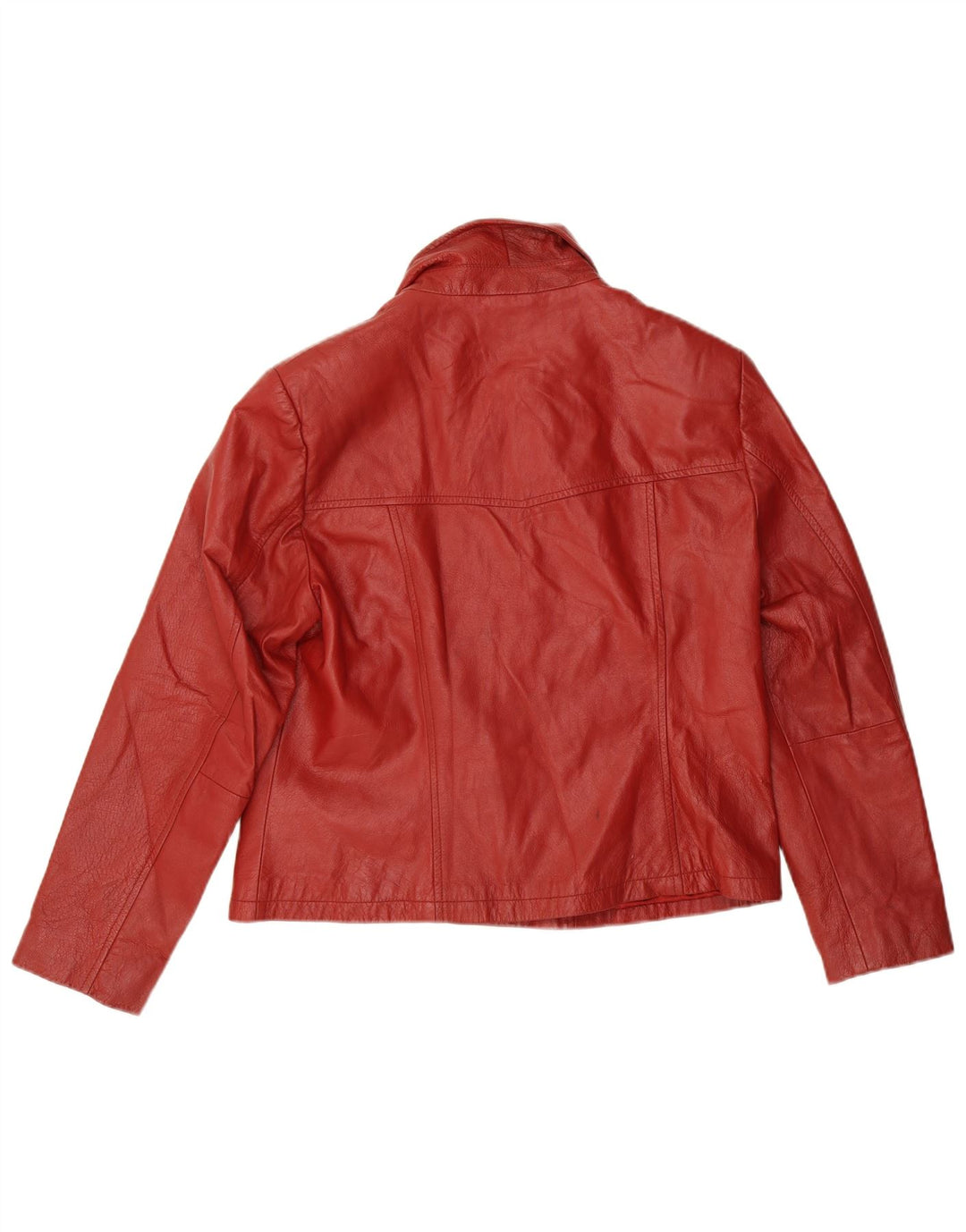 vintage Femme Cuir 4 Bouton Blazer Veste IT 44 Cuir Rouge Moyen