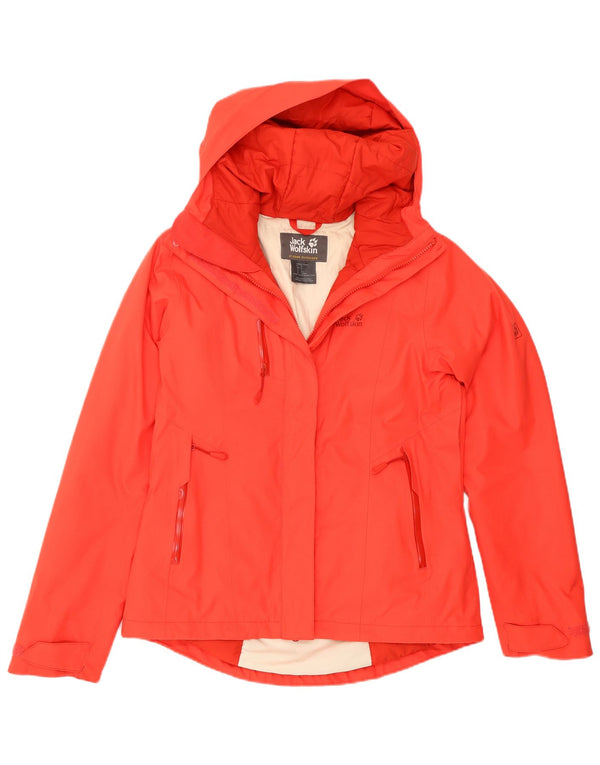 Jack Wolfskin Veste de pluie surdimensionnée à capuche pour femme UK 8/10 Small Rouge