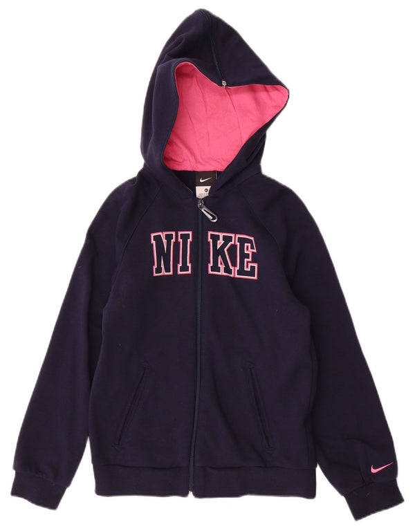 Nike Pull à capuche zippé graphique pour fille 7-8 ans XL Bleu marine Coton