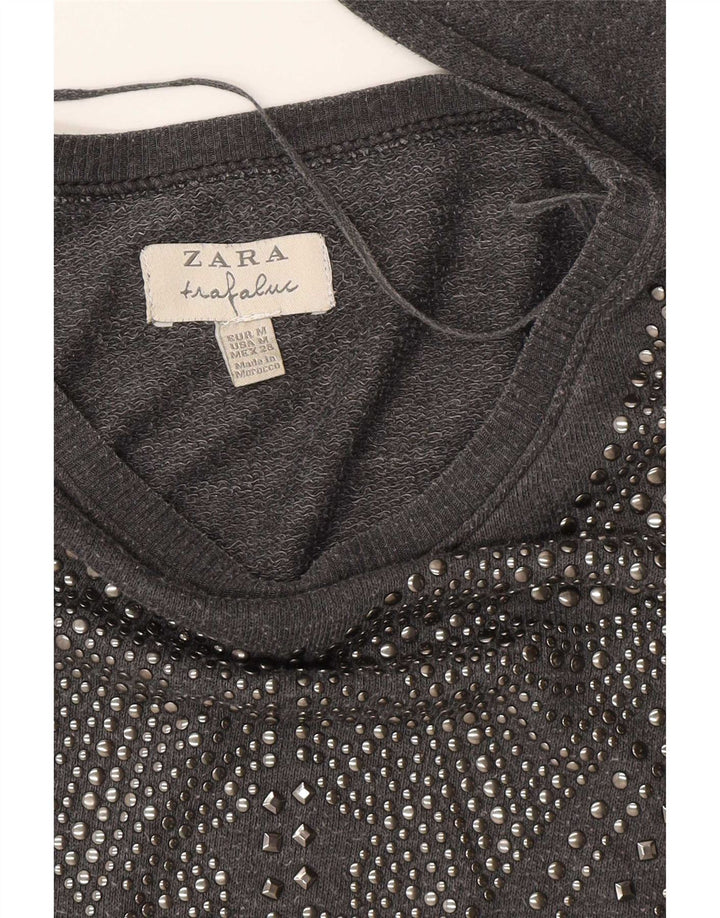 Zara Femme Trafaluc Sweatshirt Jumper UK 14 Gris Moyen