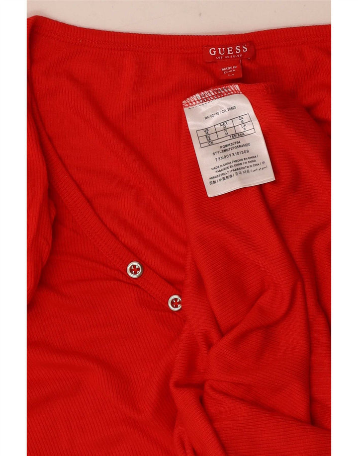 Guess T-Shirt Femme Top UK 8 Petite Rayonne Rouge
