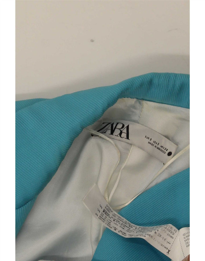Zara Veste Blazer Double Boutonnage Femme UK 10 Petit Bleu Polyester