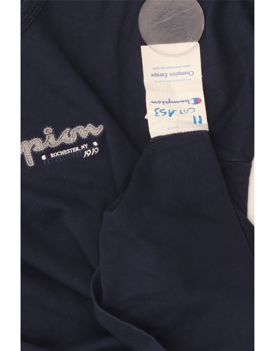 CHAMPION Top Femme Manches Longues UK 8 Small Bleu Marine Coton