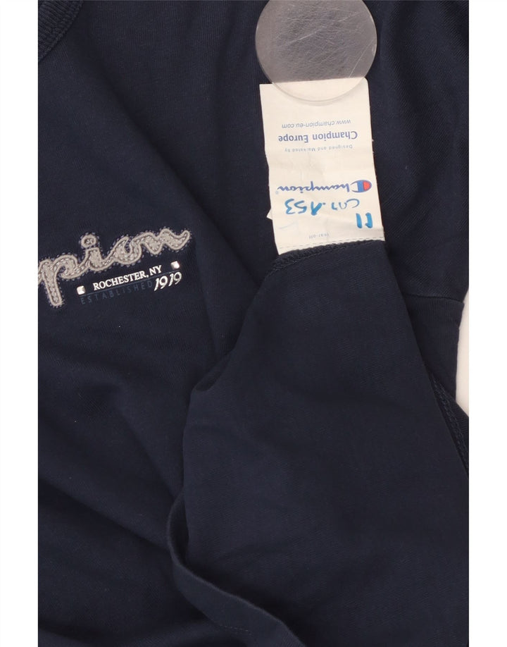 CHAMPION Top Femme Manches Longues UK 8 Small Bleu Marine Coton