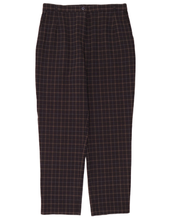 Marks & Spencer Pantalon Chino Femme UK 14 Large W32 L28 Bleu Marine à Carreaux