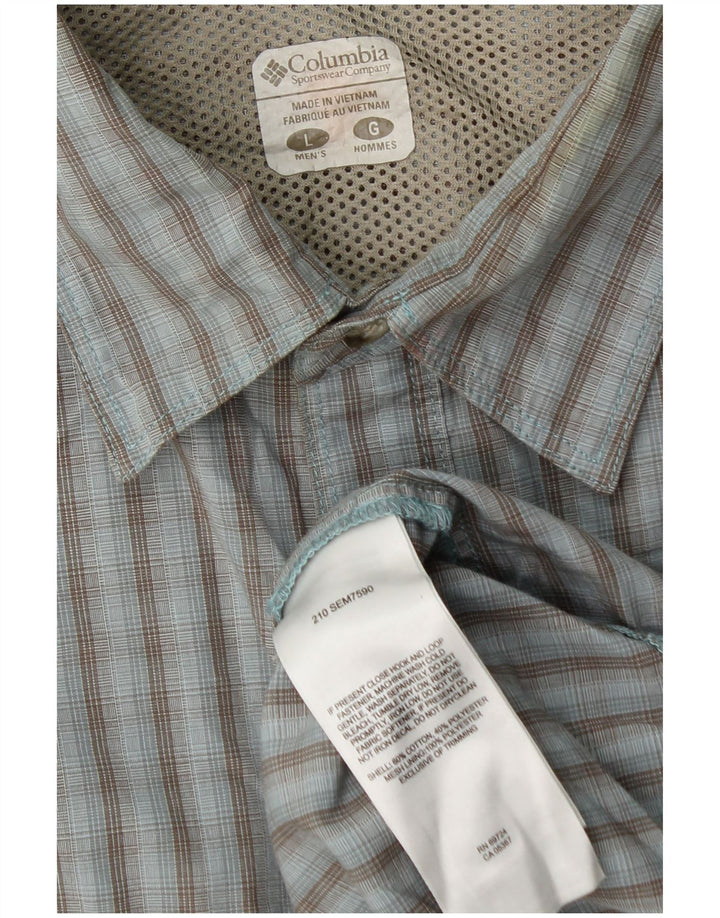 Columbia Chemise Homme Grand Carreau Bleu Coton