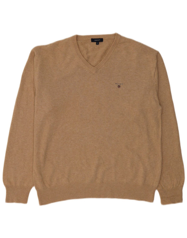 GANT Pull col V Homme XL Beige Coton